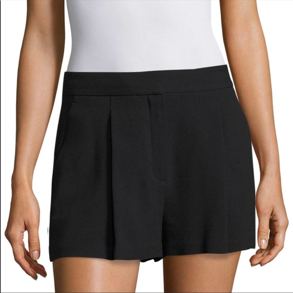 Theory Tohni Rosina Crepe Pleated Black Shorts